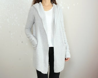 Sale-The last one-Cardigan Women, cardigan Sweater, Oversized sweater, Hooded Cardigan, knit Jacket, Long Cardigan(Y2106)