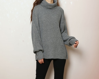 Oversized Sweater, turtleneck sweater, pullover sweaters women, high neck sweater, long sweaters(Y2205)