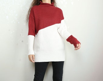 Sale- The last one- Pullover sweaters women, high neck jumpers, sweaters for women, long sleeve tops, knit tops, long sweaters(Y2091)
