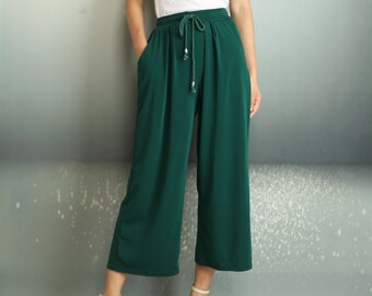 Cropped pants for women, drawstring pants, yoga pants, Pajamas trousers, Boho pants(K2012)