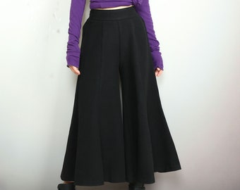 Flare pants women, wool skirt pants, wide leg pants, loose pants, women trousers, winter pants (K2093)