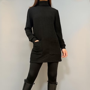 black sweater dress with tights Turtleneck Fringe A soft medium Black Sweater Dress With Leggings