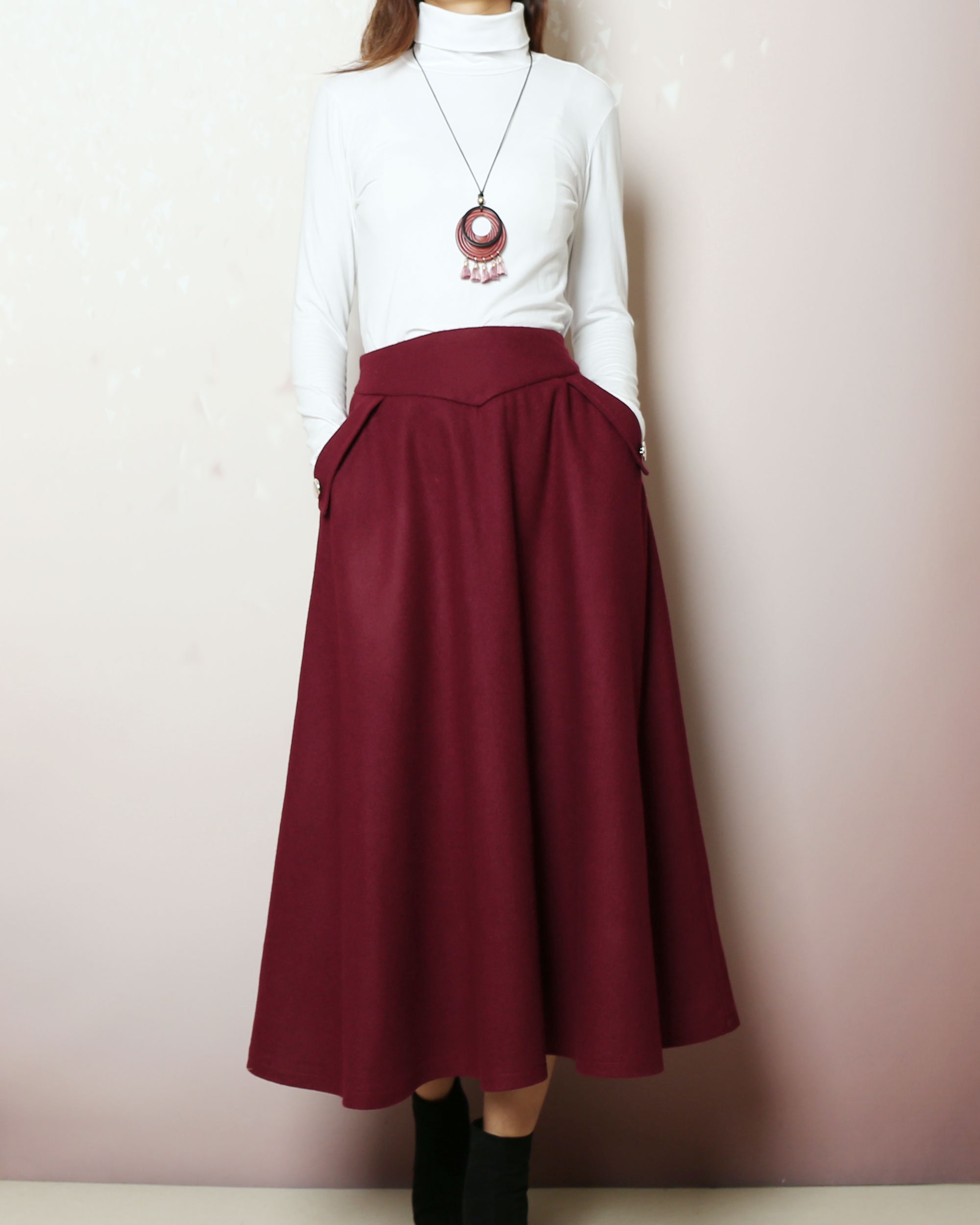 Winter Skirt, Wool Plus Size Skirt, Wool Skirt With Belt