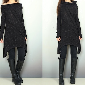 women&#39;s cotton tunic dress, off shoulder sweater dress, long sleeve top with thumbholes, tunic top for leggings,lightweight sweaters (Y2078)