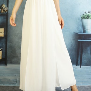 Chiffon Skirt Pants, Elastic waist pants, Women&#39;s Cropped Pants, wide leg Pants, Summer Pants, Chiffon pants (K2410)