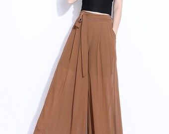Summer Pants, Chiffon Skirt Pants, Women's Pants, Wide Leg