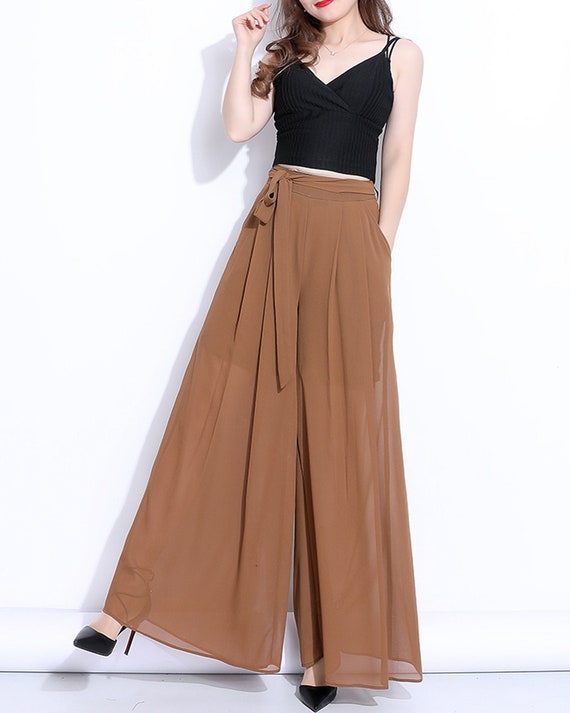 Summer Pants, Chiffon Skirt Pants, Women's Pants, Wide Leg