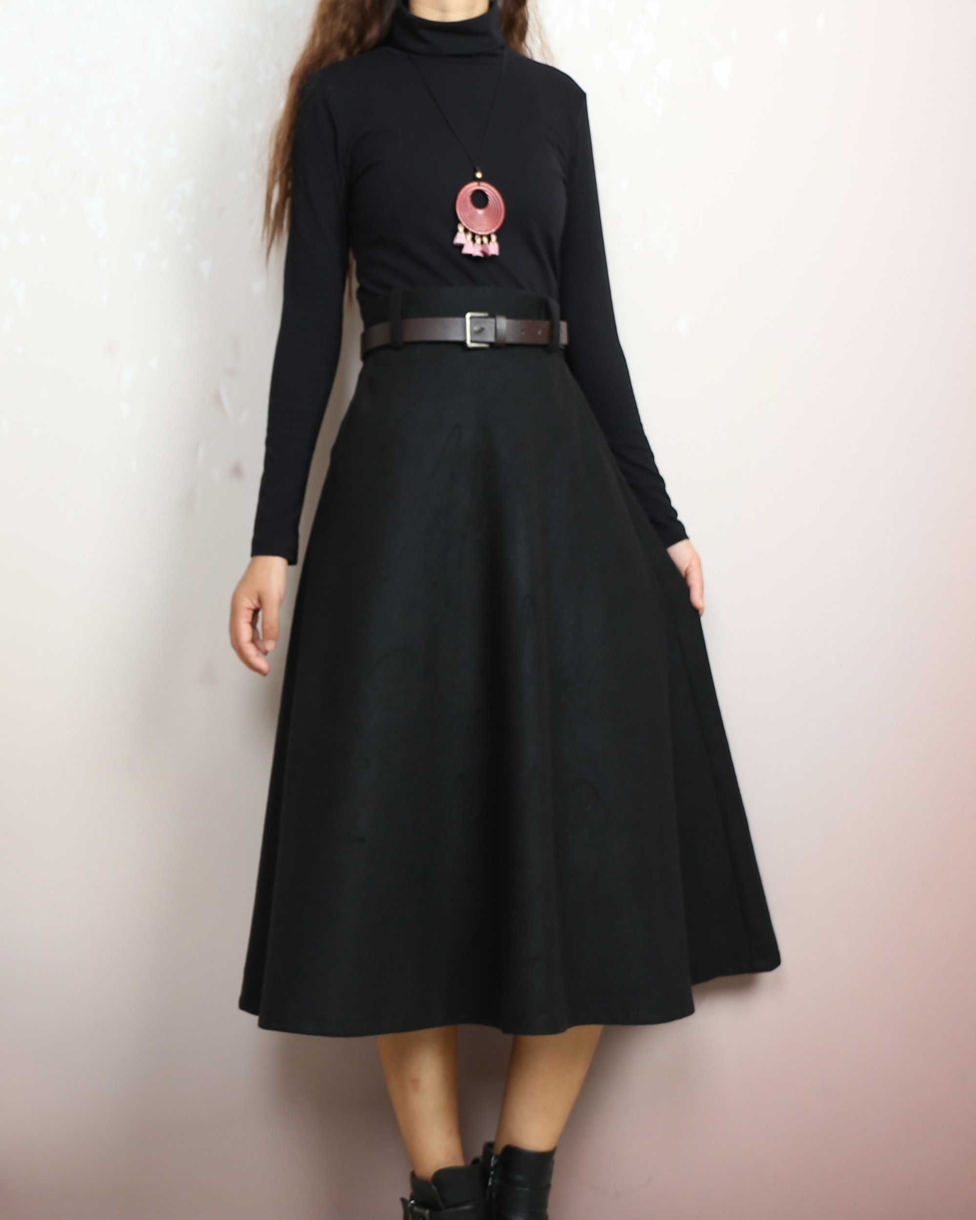 スカート WOOL SKIRT WITH REMOVABLE BELT Wool Skirt With Belt, Winter Skirt, Custom Made Skirt, Midi
