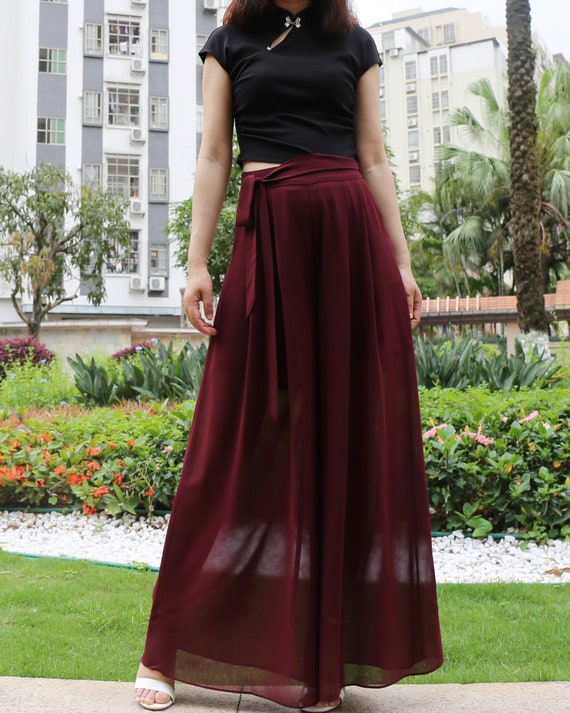Women Summer Chiffon Wide Leg Pant Skirt 3432 – XiaoLizi