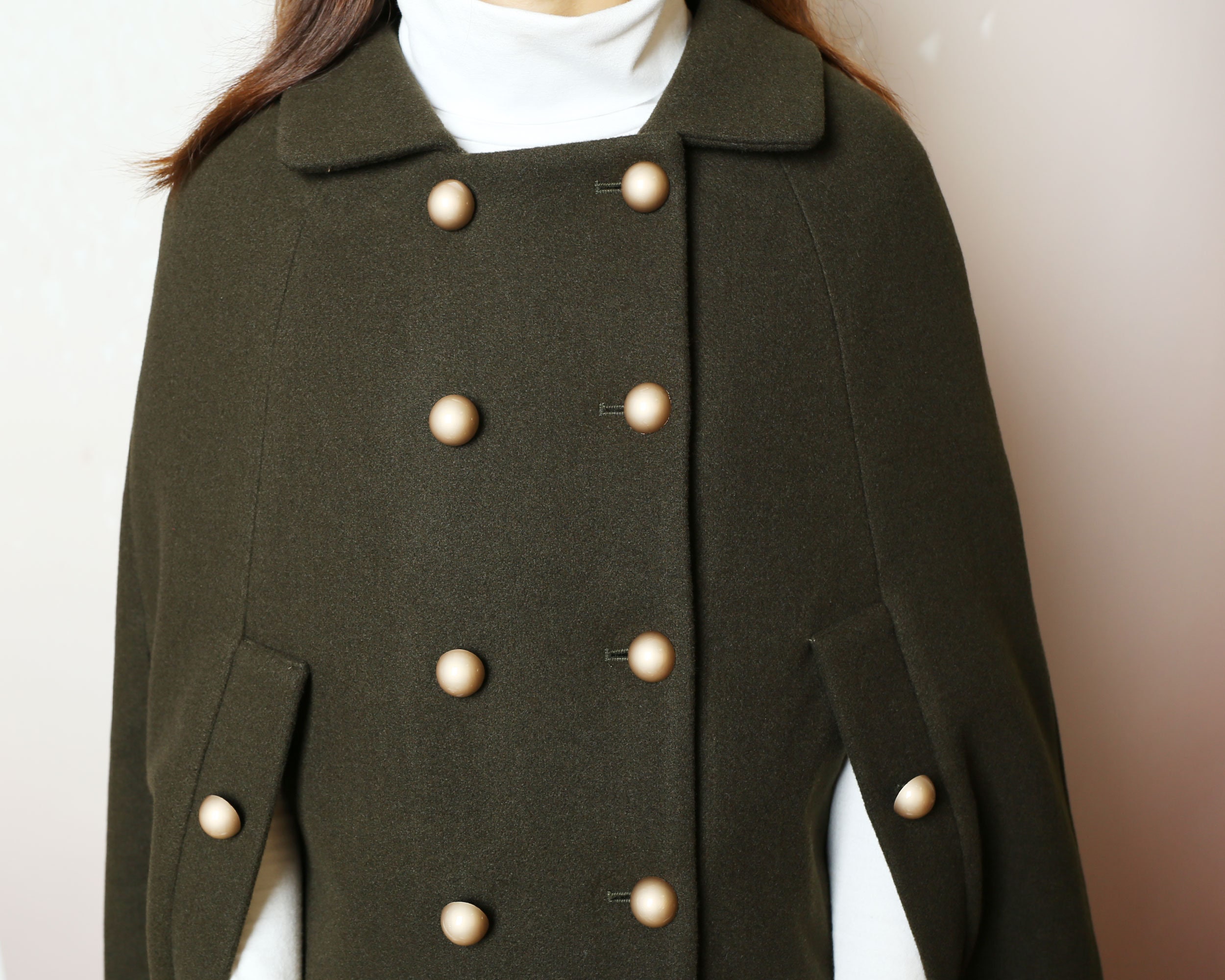 nalaナラ　Wool cape coat Wool Cape Coat, Wool Poncho, Wool Cloak Jacket, Winter Coat