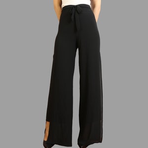 Summer Pants, Chiffon Skirt Pants, Women&#39;s Cropped Pants, wide leg Pants, Chiffon trousers (K3025)