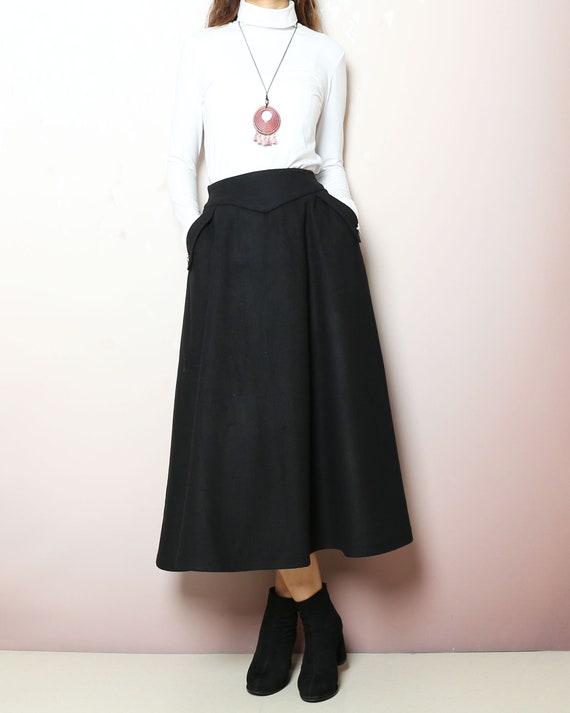 Winter Skirt, Wool Plus Size Skirt, Wool Skirt With Belt
