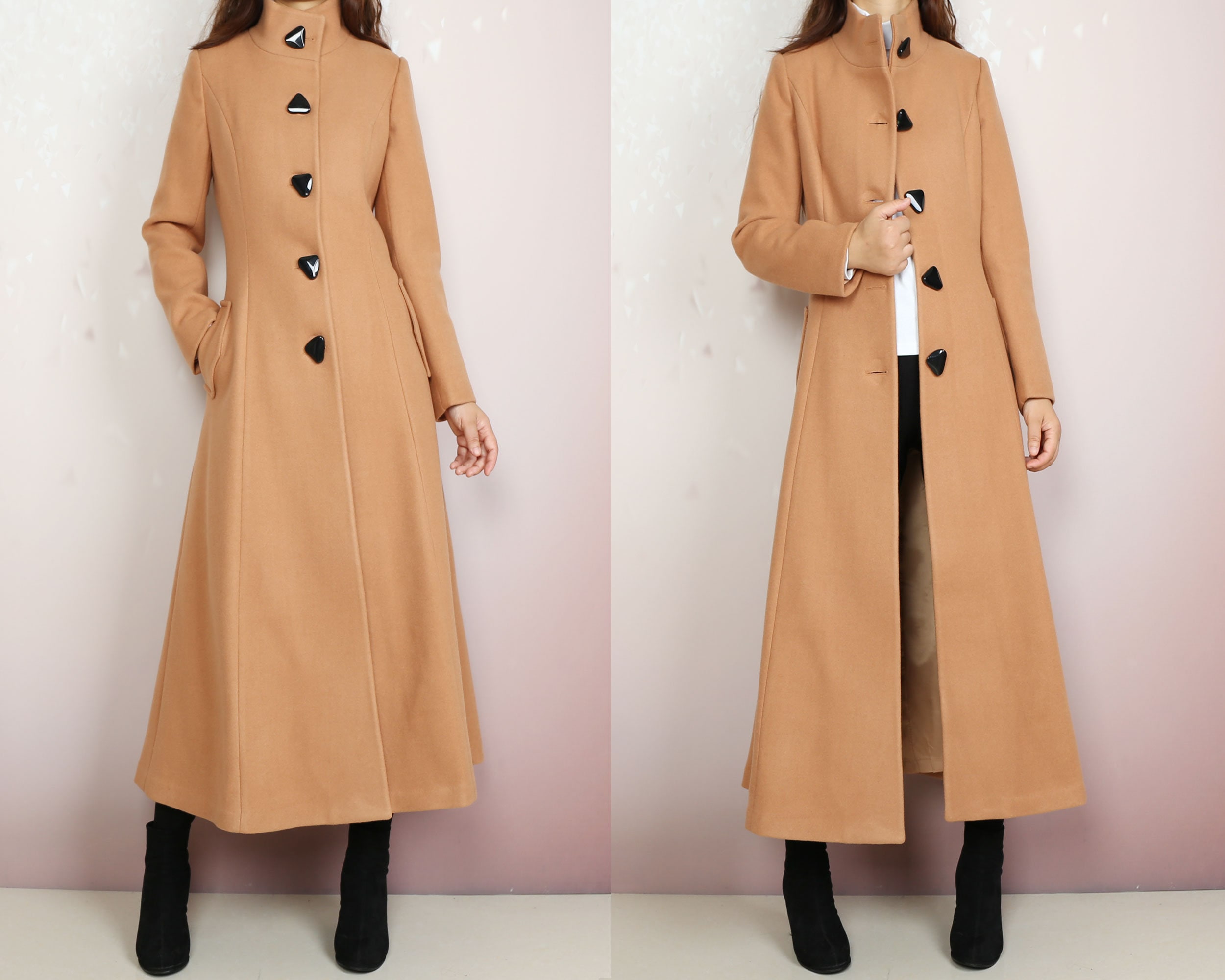 Plus Size Winter Coatcoat Dresslong Wool Coat Camel Winter Etsy