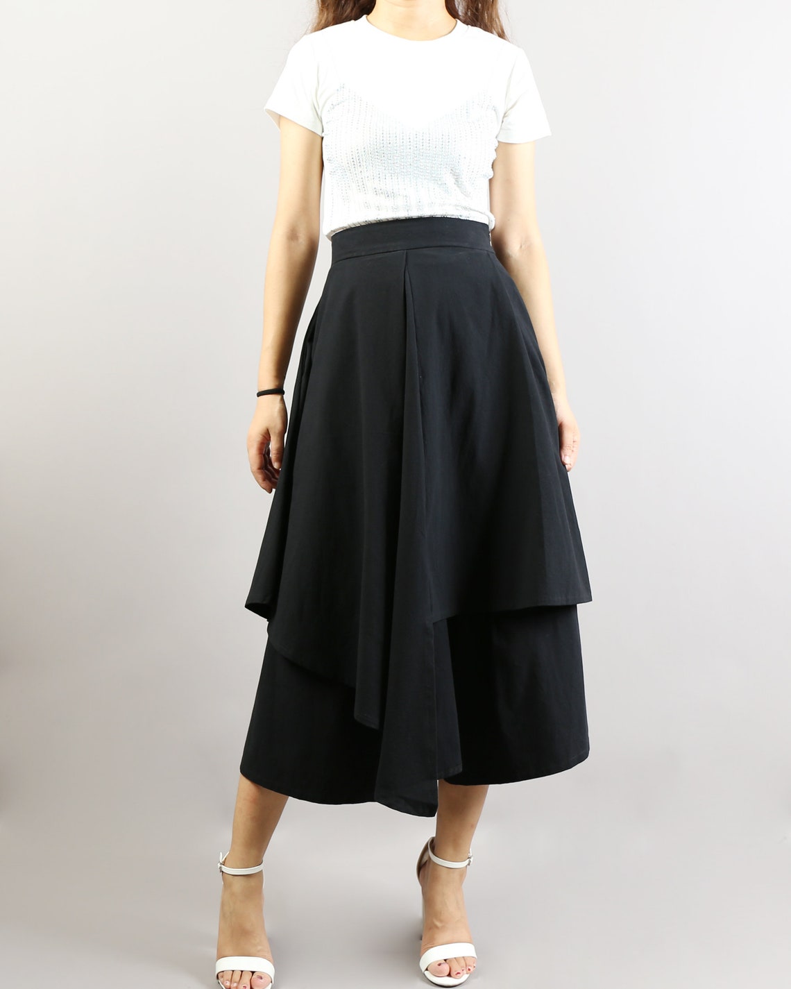 Asymmetrical Skirt Pants Wide Leg Pants Linen Skirt Pants - Etsy