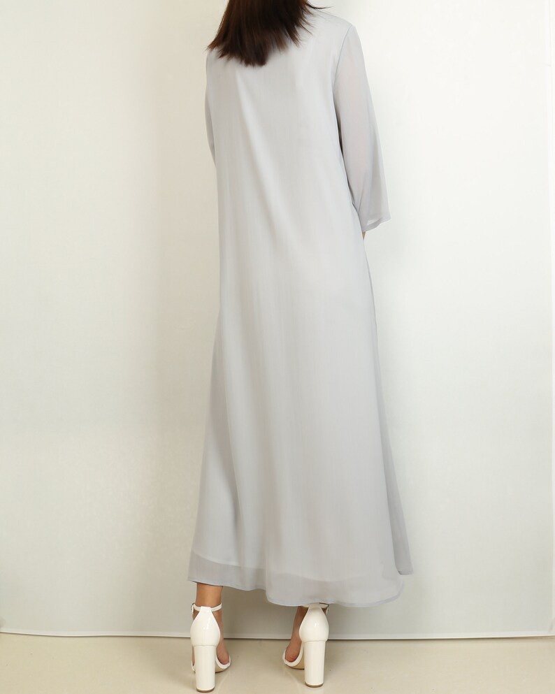 cheongsam dress half sleeves maxi dress Pleated chiffon dress Q2024 casual loose dress plus size oversize clothing