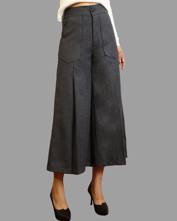 Winter Pants, Wool Pants Women, Cropped Pants, Wool Skirt