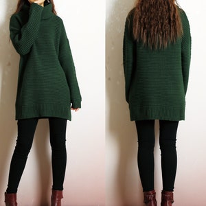 Oversized Sweater, sweater tunic dress, jumper tunic, pullover sweaters women, turtleneck sweater, knit dress, long sweaters(Y2139)