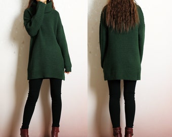 Oversized Sweater, sweater tunic dress, jumper tunic, pullover sweaters women, turtleneck sweater, knit dress, long sweaters(Y2139)