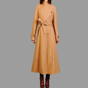 Long wool coat, black coat dress, Cashmere coat, winter coat, flare coat, buttoned jacket, wool overcoat Y2198 image 9