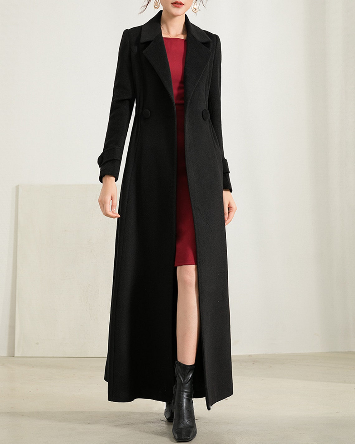 Wool Coat for Women Maxi Coat Coat Dress Black Coat Winter Etsy