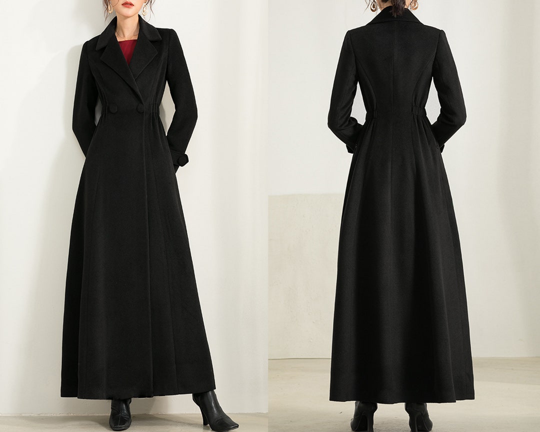 Wool Coat for Women, Maxi Coat, Coat Dress, Black Coat, Winter Coat