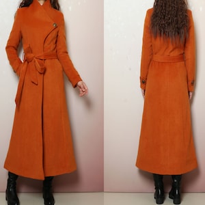 Long wool coat, black coat dress, Cashmere coat, winter coat, flare coat, buttoned jacket, wool overcoat Y2198 image 1