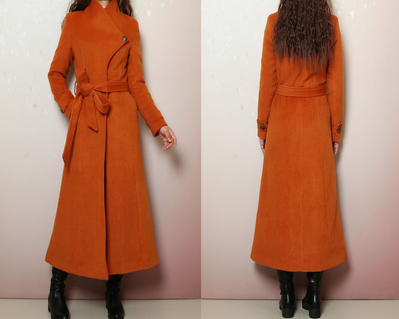 Long wool coat, black coat dress, Cashmere coat, winter coat, flare coat, buttoned jacket, wool overcoat Y2198 image 1