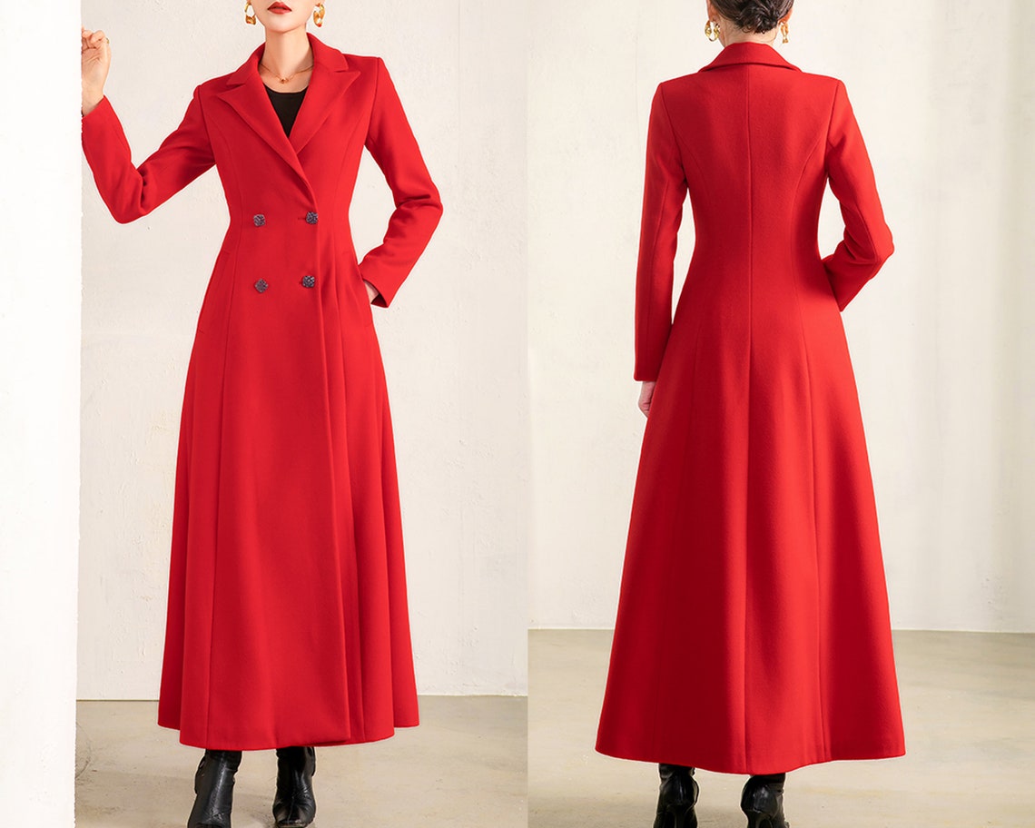 Wool Coat Women Wool Jacket Coat Dress Red Coat Winter Etsy