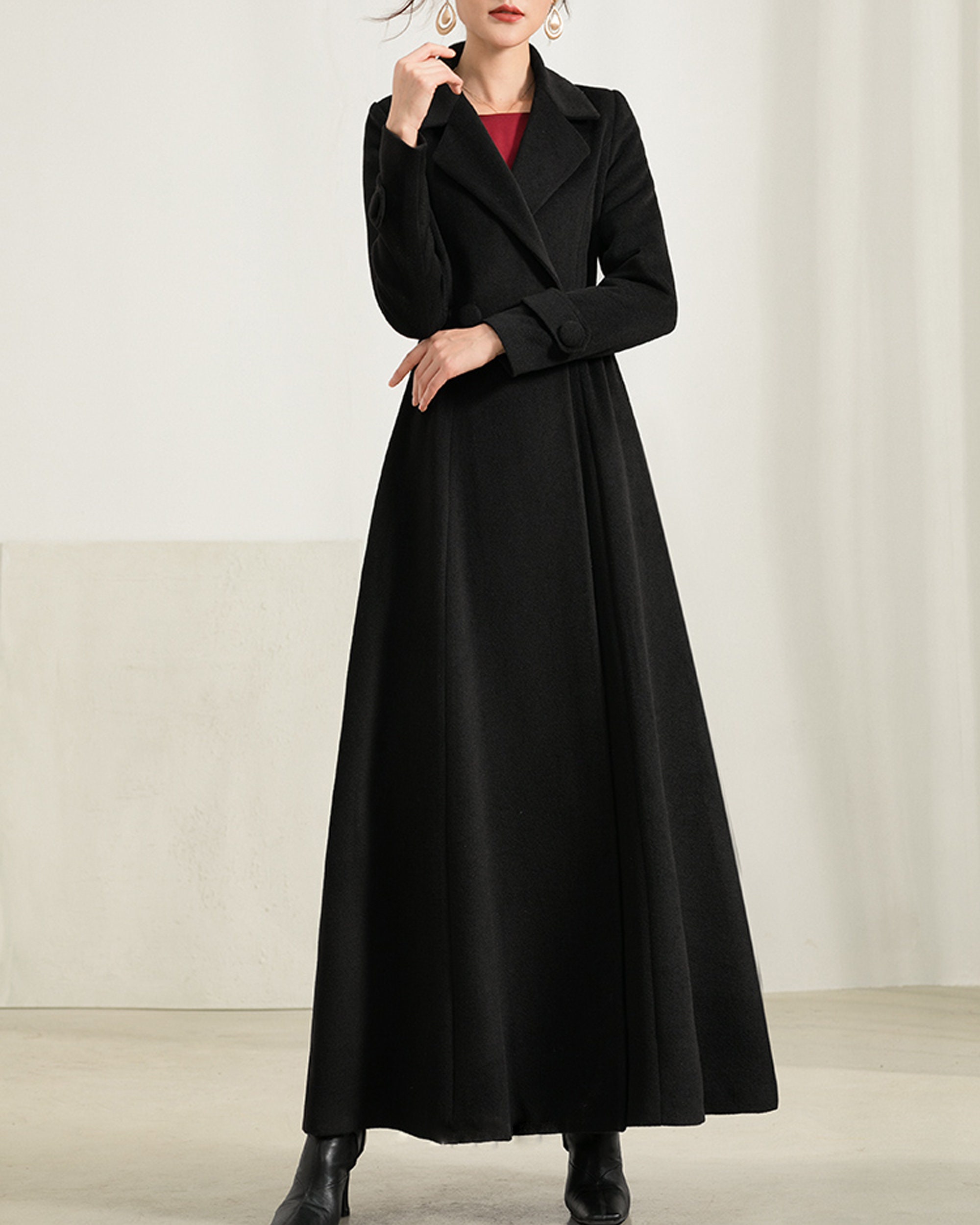 Wool Coat for Women Maxi Coat Coat Dress Black Coat Winter Etsy