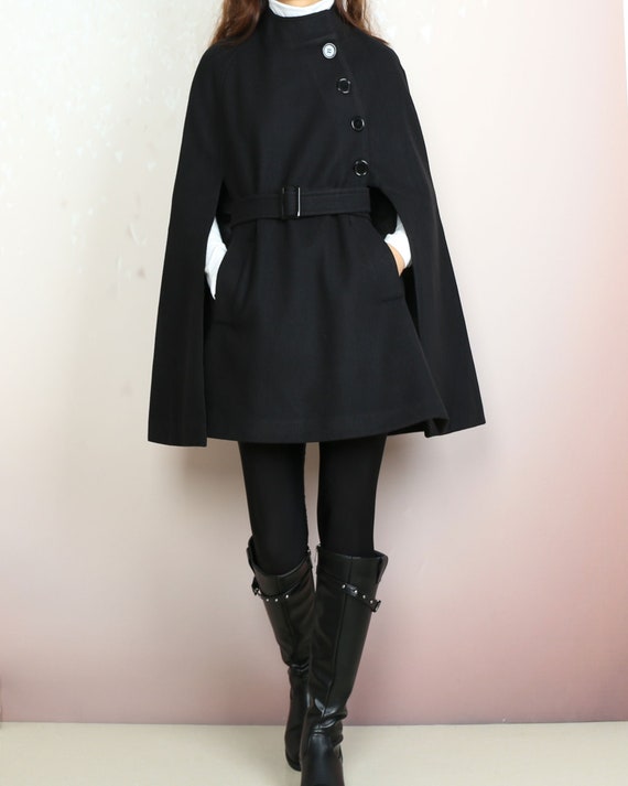 Wool Cape Coat, Wool Poncho, Wool Cloak Jacket, Winter Coat