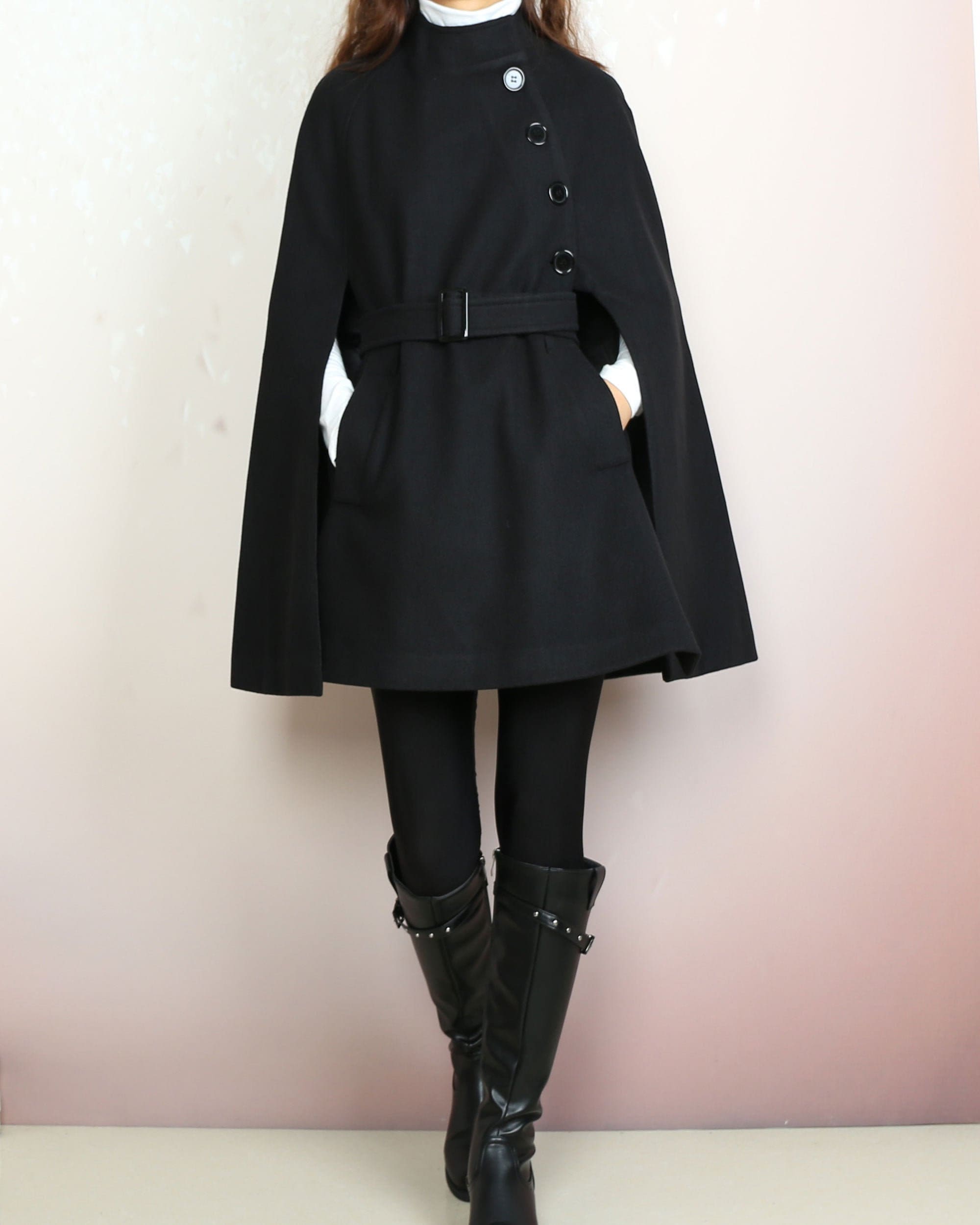 Wool Cape Coat, Wool Poncho, Wool Cloak Jacket, Winter Coat