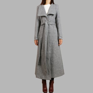 Long wool coat, black coat dress, Cashmere coat, winter coat, flare coat, buttoned jacket, wool overcoat Y2198 image 10