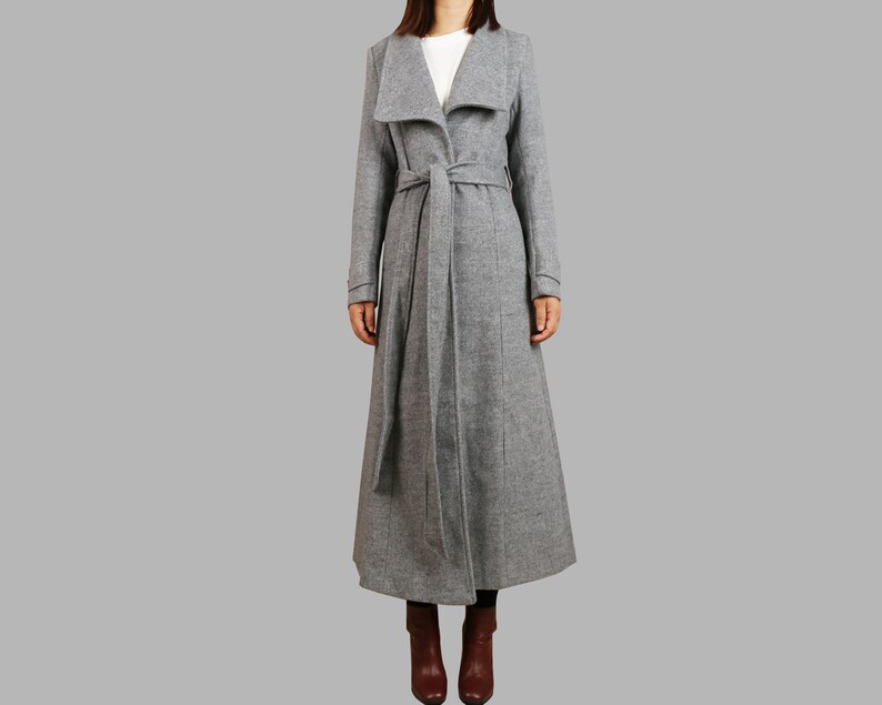 Long wool coat, black coat dress, Cashmere coat, winter coat, flare coat, buttoned jacket, wool overcoat Y2198 image 10
