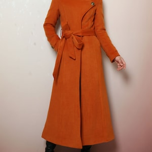 Long wool coat, black coat dress, Cashmere coat, winter coat, flare coat, buttoned jacket, wool overcoat Y2198 image 4