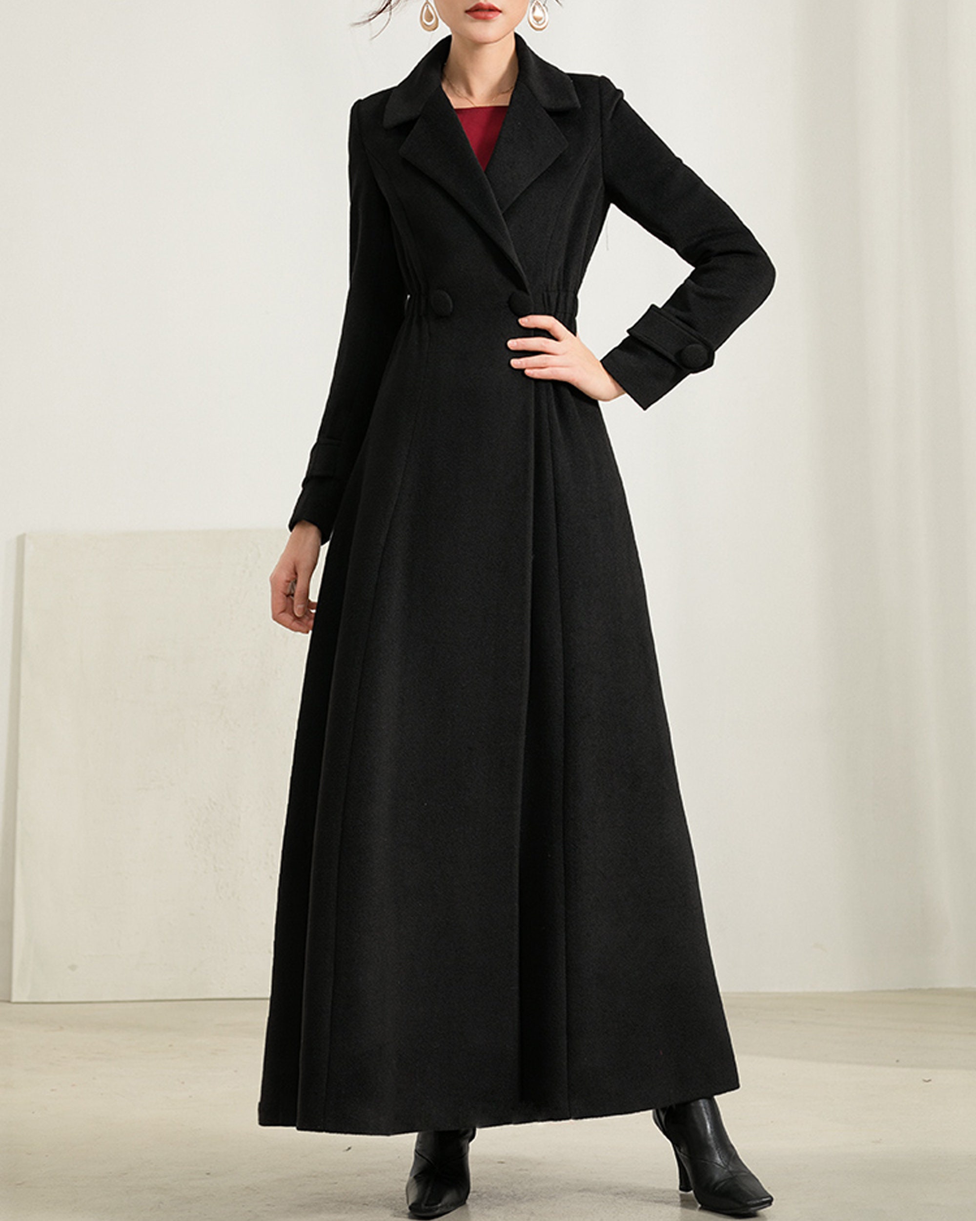 Wool Coat for Women Maxi Coat Coat Dress Black Coat Winter Etsy