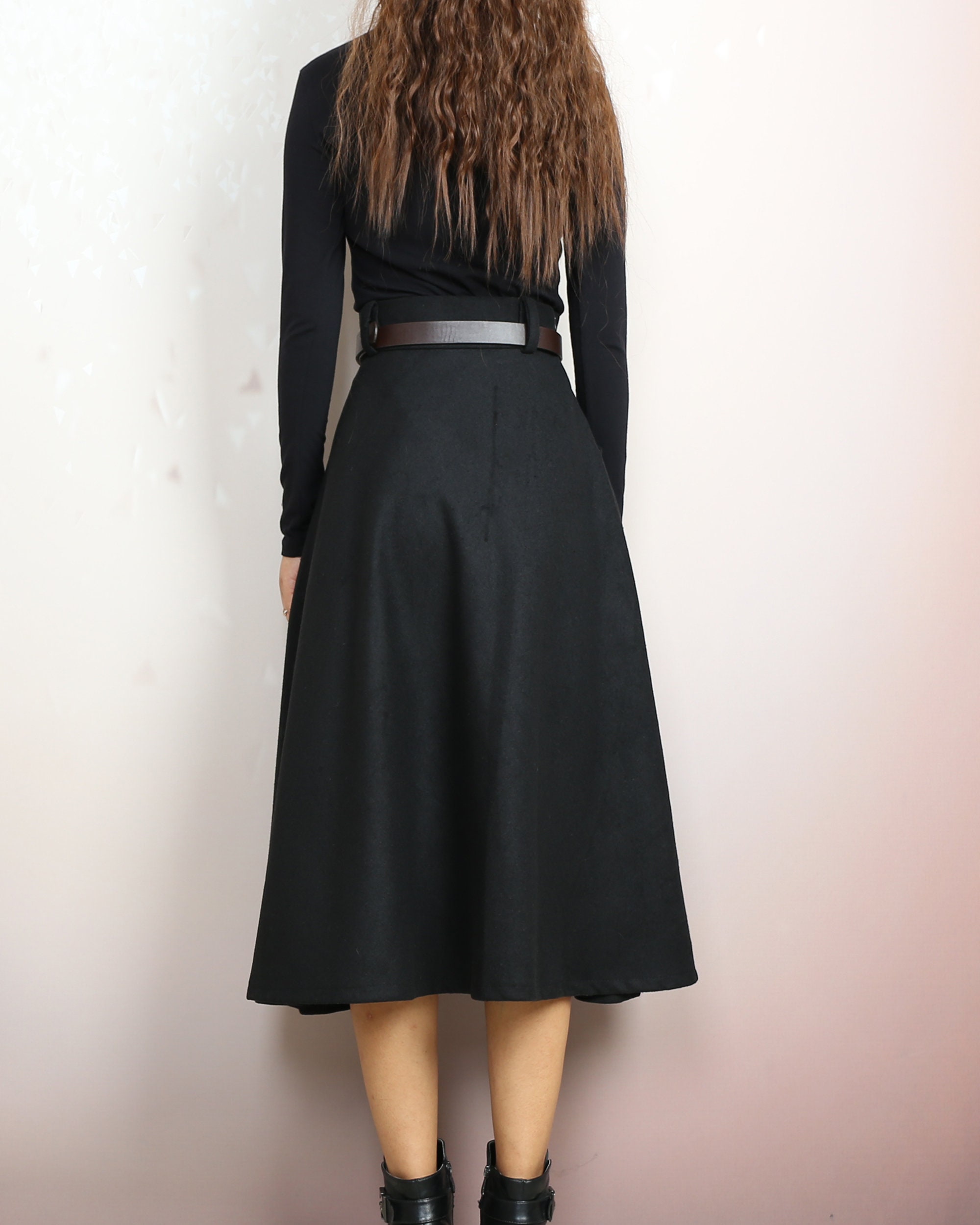 スカート WOOL SKIRT WITH REMOVABLE BELT Skirts | Wool Skirt with Removable Belt and Central Zip