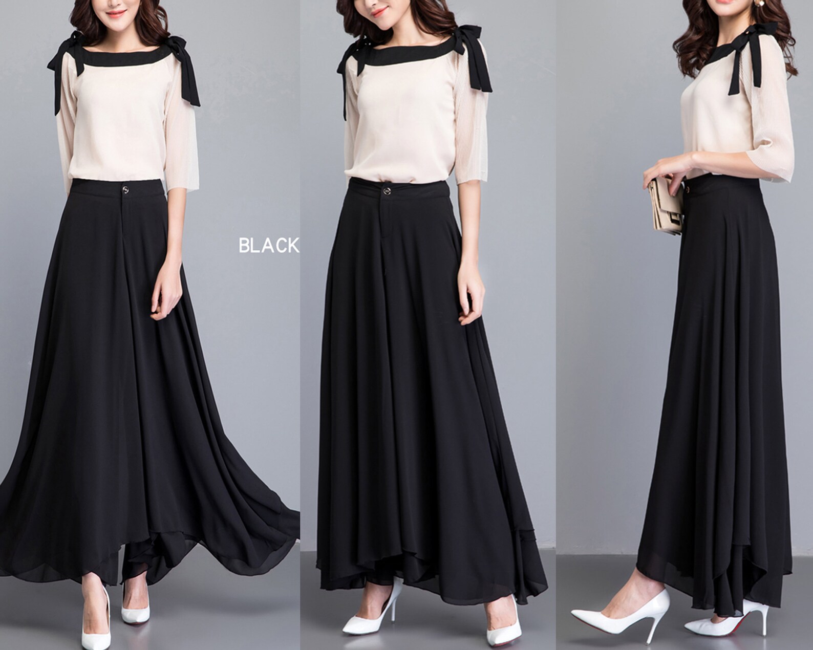 Chiffon Skirt Pants Women's Cropped Pants Wide Leg - Etsy