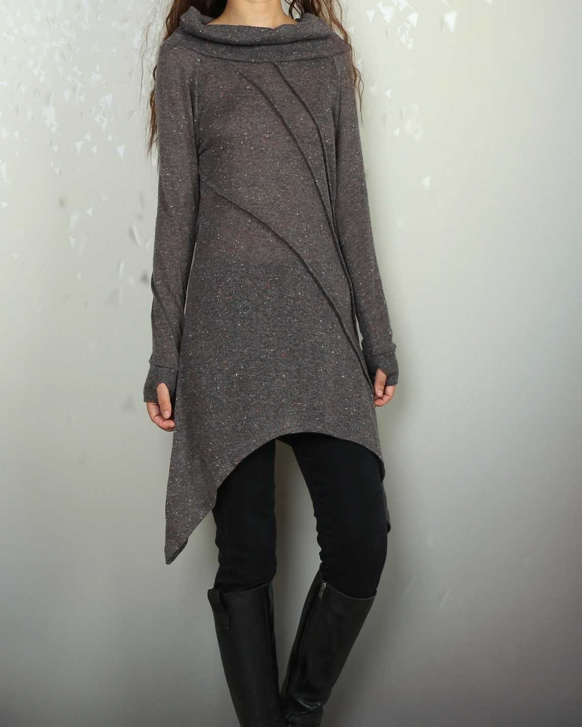 Off shoulder sweater dress women's wool tunic dress long | Etsy