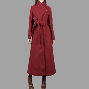 Long wool coat, black coat dress, Cashmere coat, winter coat, flare coat, buttoned jacket, wool overcoat Y2198 image 8