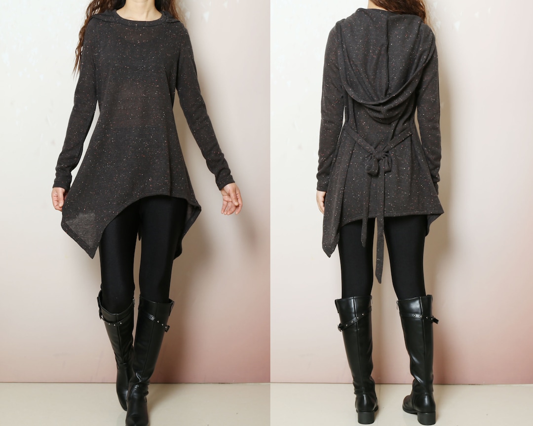 Asymmetric Shoulder Knit Dress - Machine-Washable Wool Blend