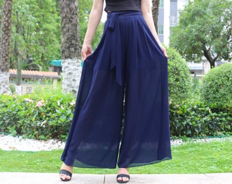 Summer Pants, Chiffon Skirt Pants, Women's Pants, wide leg Pants, Chiffon trousers, long pants (K2039)