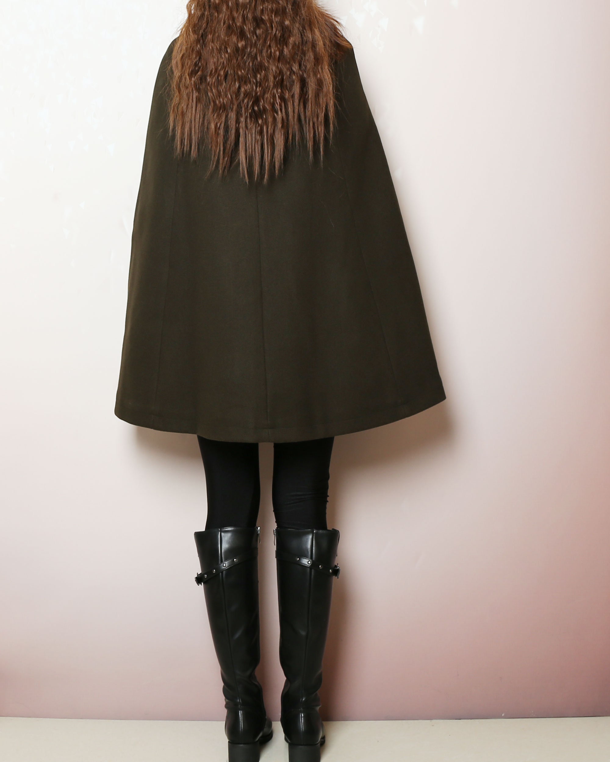 nalaナラ　Wool cape coat Wool Cape Coat, Wool Poncho, Wool Cloak Jacket, Winter Coat