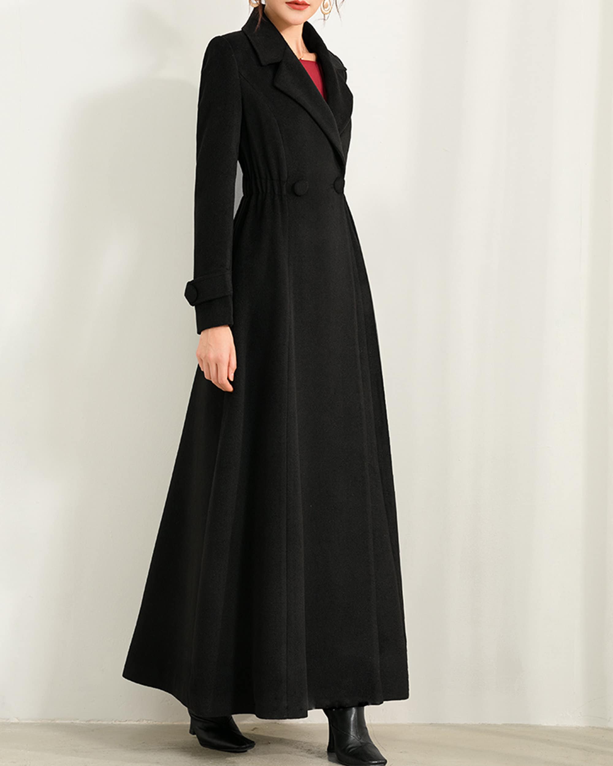 Wool Coat for Women Maxi Coat Coat Dress Black Coat Winter Etsy