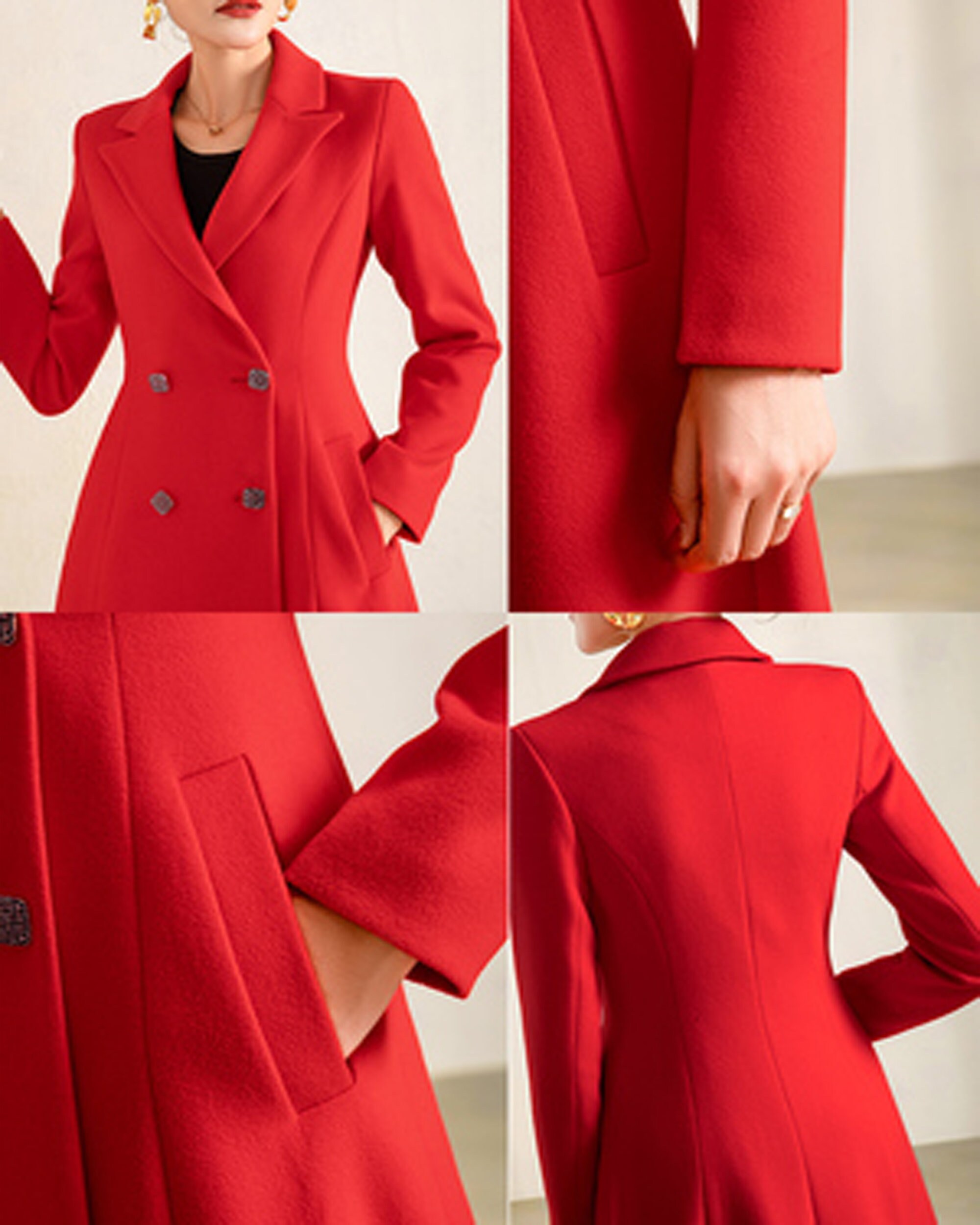 Wool Coat Women Wool Jacket Coat Dress Red Coat Winter Etsy