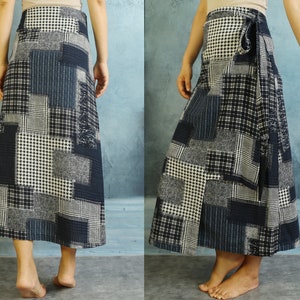 Women&#39;s wrap skirt, plaid skirt, cotton skirt, midi skirt, boho skirt, summer skirt, long skirt(Q2422)