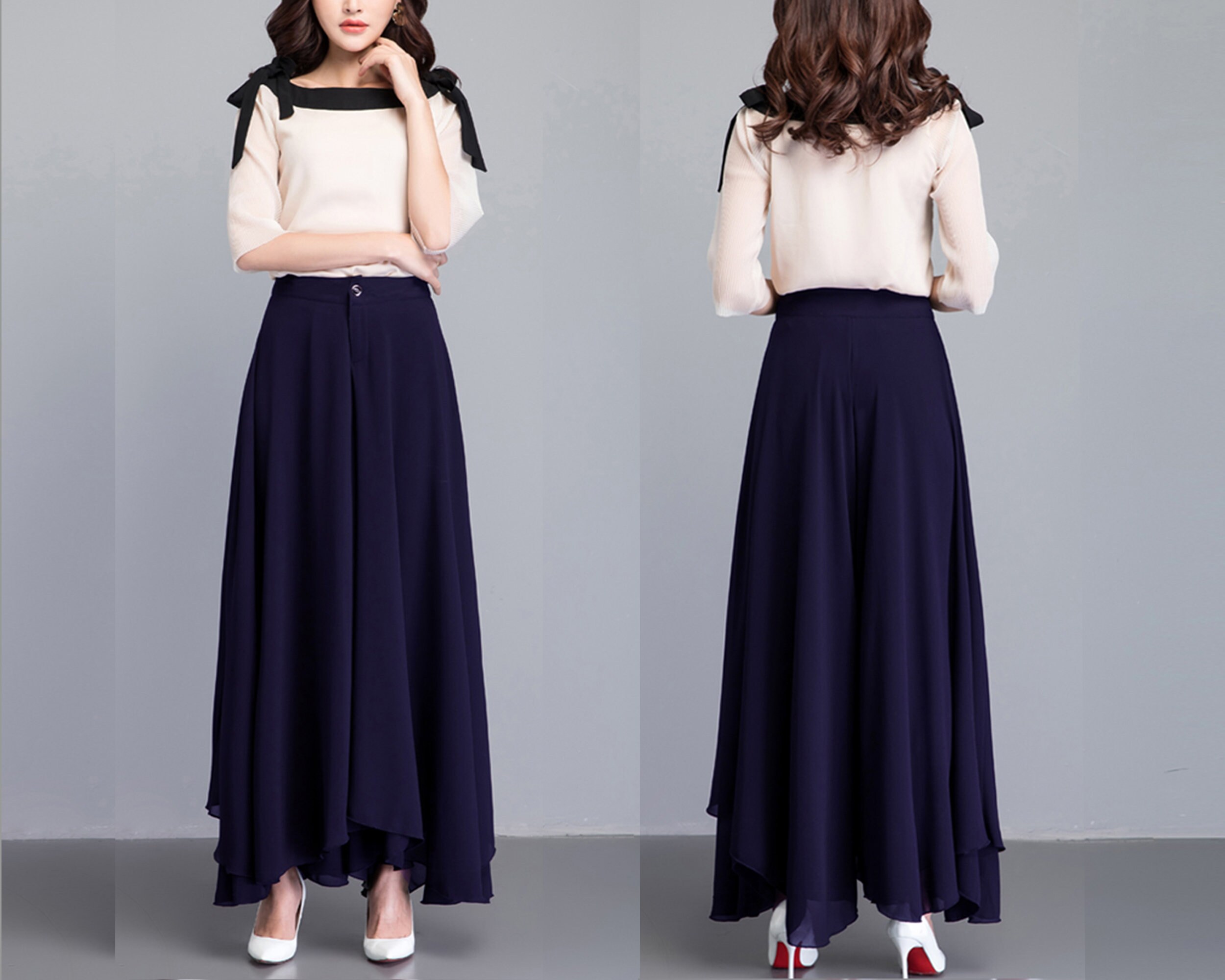 パンツ Siyazu SIPT7075 Pleated Banding Pants_Powder Blue Made by Olivia Women's Stretch Trousers, Ribbon Tie Chiffon