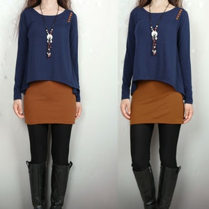 Top tunica asimmetrico a strati: abito oversize in cotone