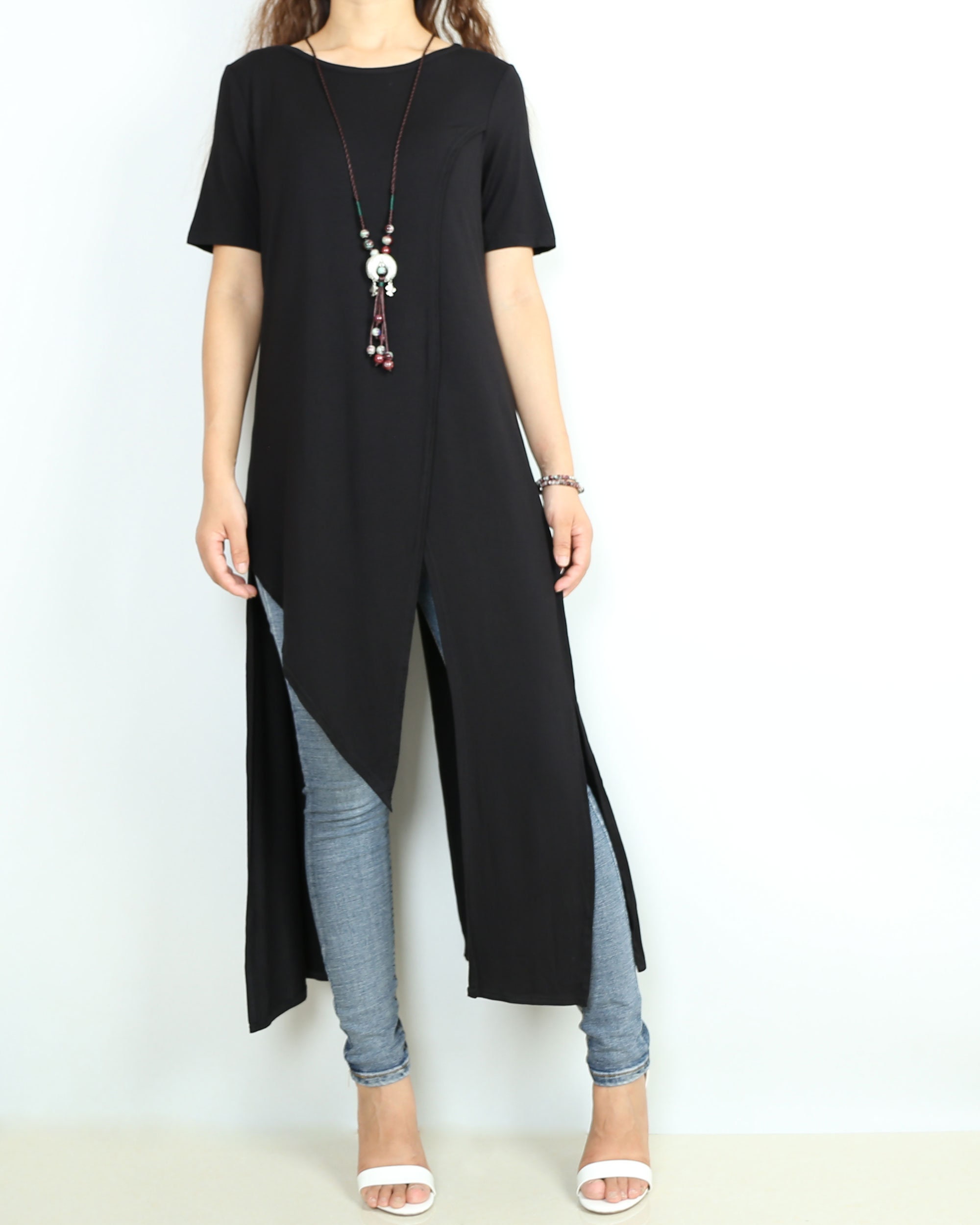Modal Asymmetrical Tunic Top: Oversized Cotton Blend T-shirt Dress - Etsy