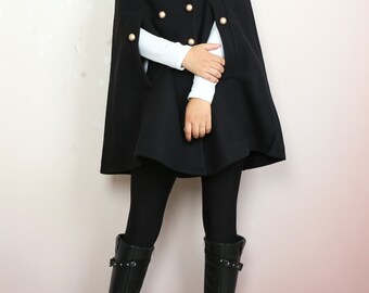 nalaナラ　Wool cape coat Wool Cape Coat, Wool Poncho, Wool Cloak Jacket, Winter Coat