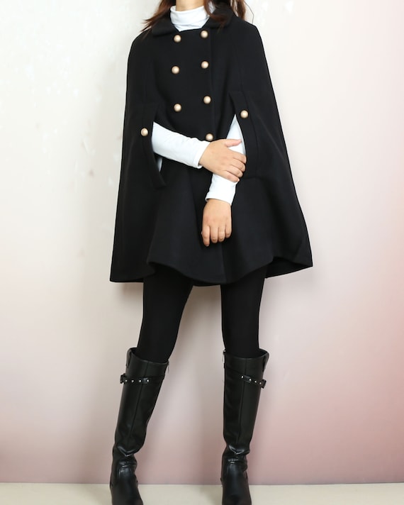 ジャケット・アウター 3way Wool Cape coat Winter Wool Cape Coat, Plus Size Poncho Jacket Coat